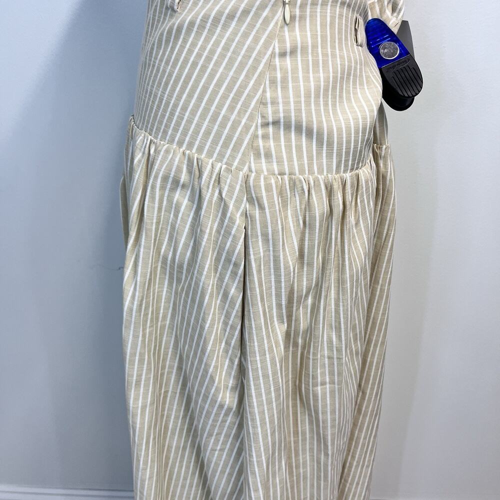 Moon River Luminary Skirt sz Medium White Khaki Striped Long Pockets Boho Modest - Picture 8 of 10